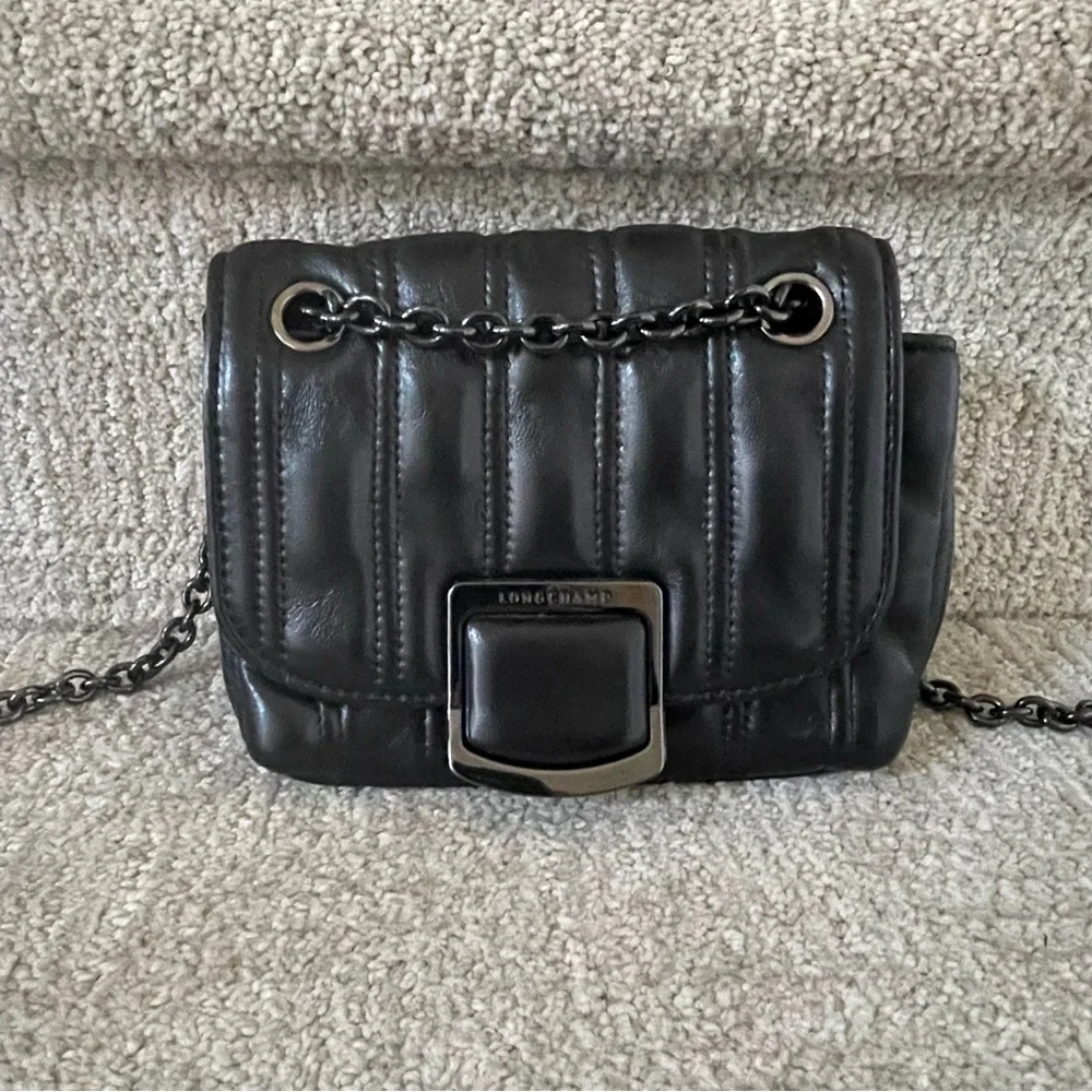 Longchamp Brioche XS Crossbody Shoulder Black Leather Handbag BRAND NEW - Picture 3 of 10